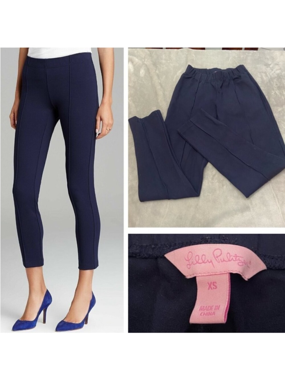 Lilly Pulitzer Pull On Travel Pants Solid Navy Blue Size XS